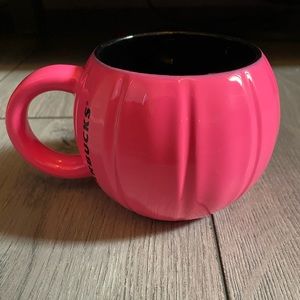 NWT- Starbucks Fall 2023- Neon Pink Ceramic Pumpkin Mug 12oz